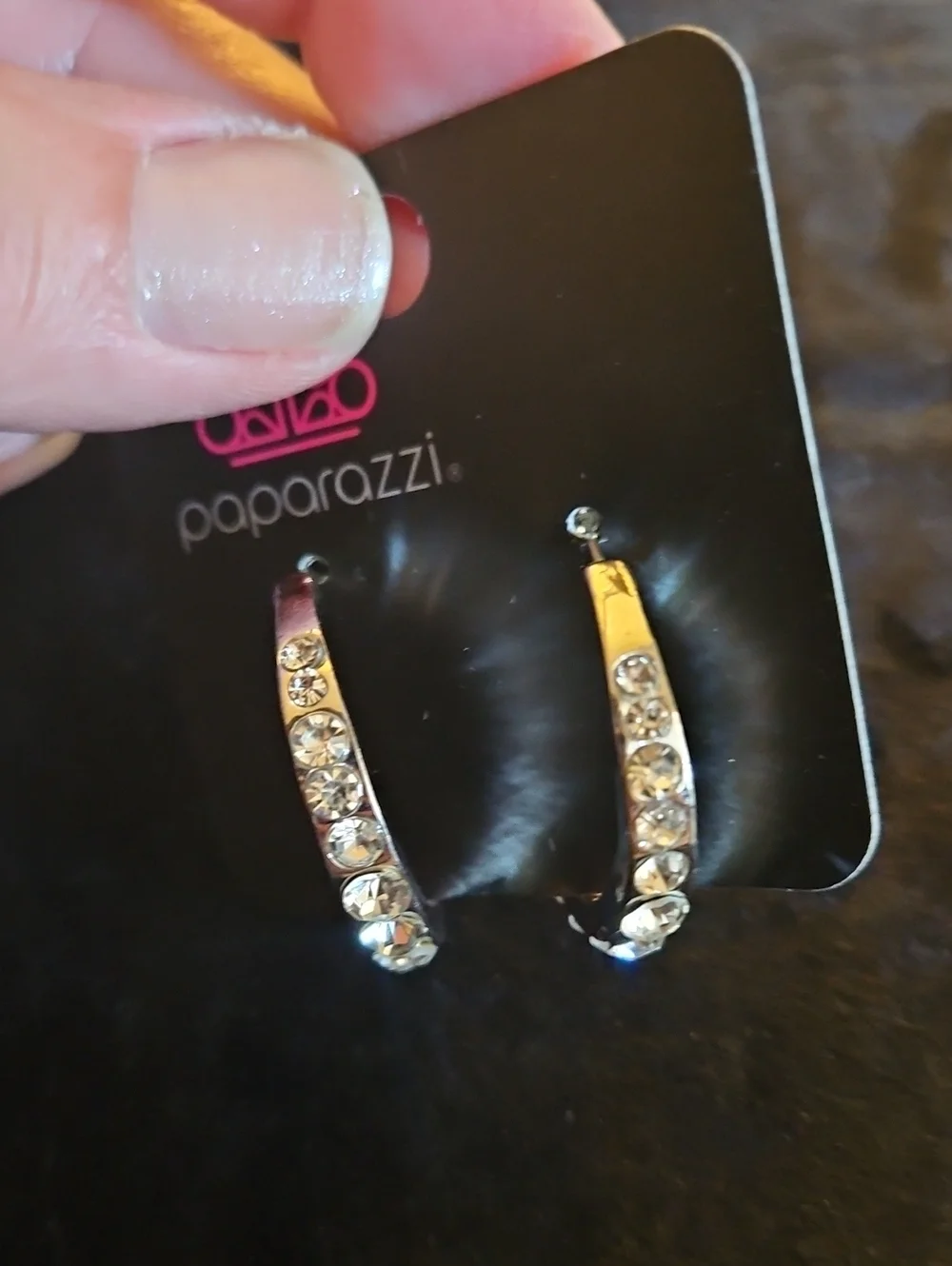 Paparazzi Rhinestone Hoop Earrings - Clear NWT
